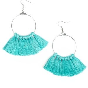 Teal Blue Tassel Earrings